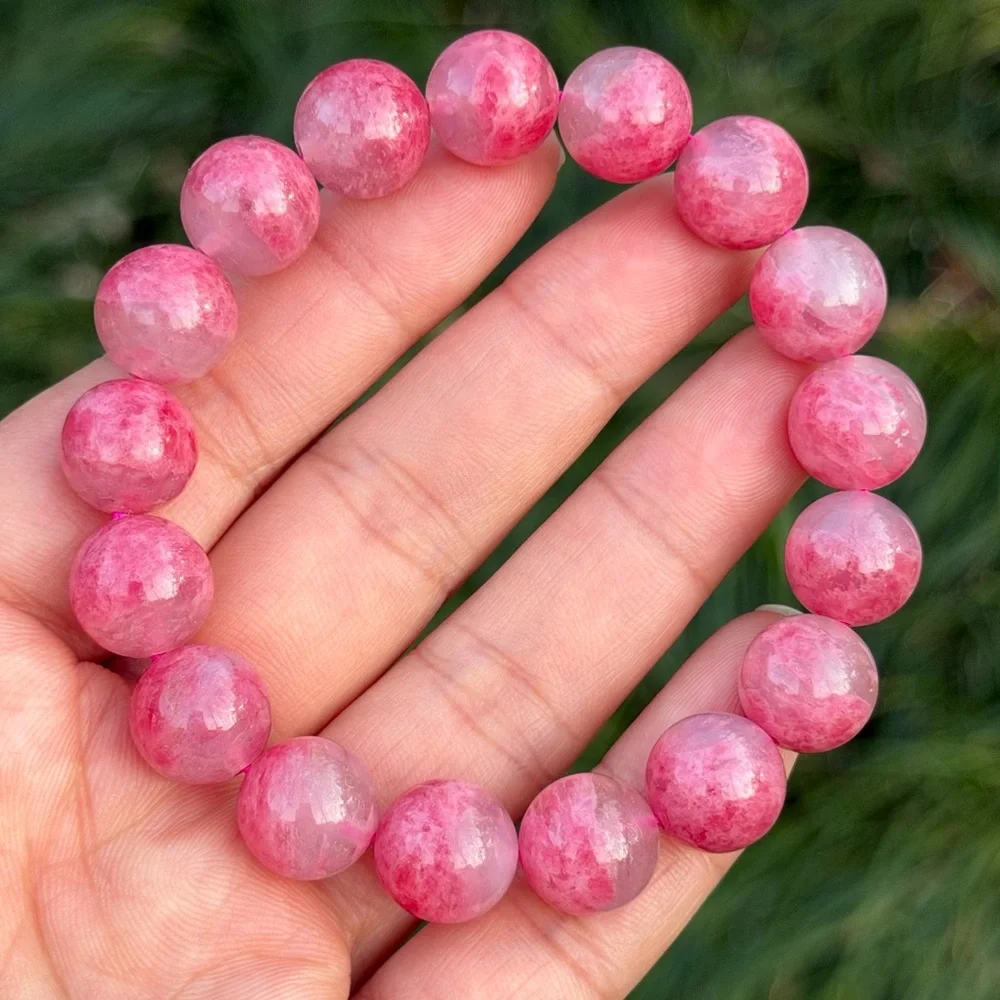 12mm stretchable pink rhodonite bracelet 1190‎